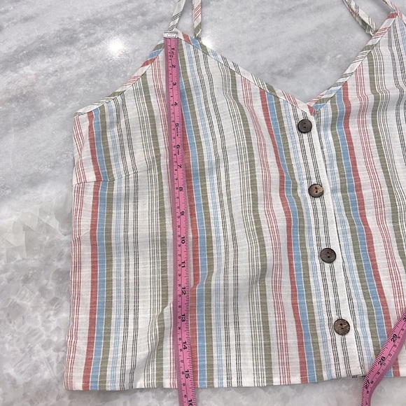 A’ GACI Mind Code Striped Adjustable Flowy Button Front Sleeveless Tank - Picture 10 of 10